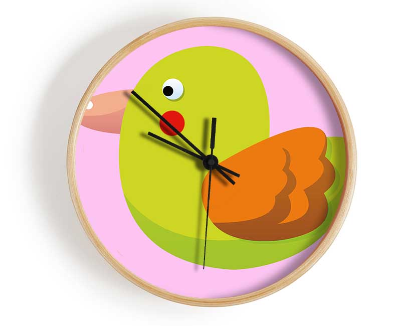 Red Spot Bird Pink Clock - Wallart-Direct UK