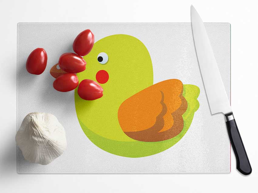 Red Spot Bird White Glass Chopping Board