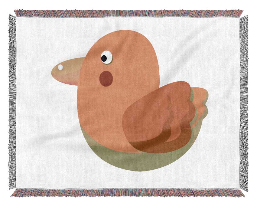 Red Spot Bird White Woven Blanket