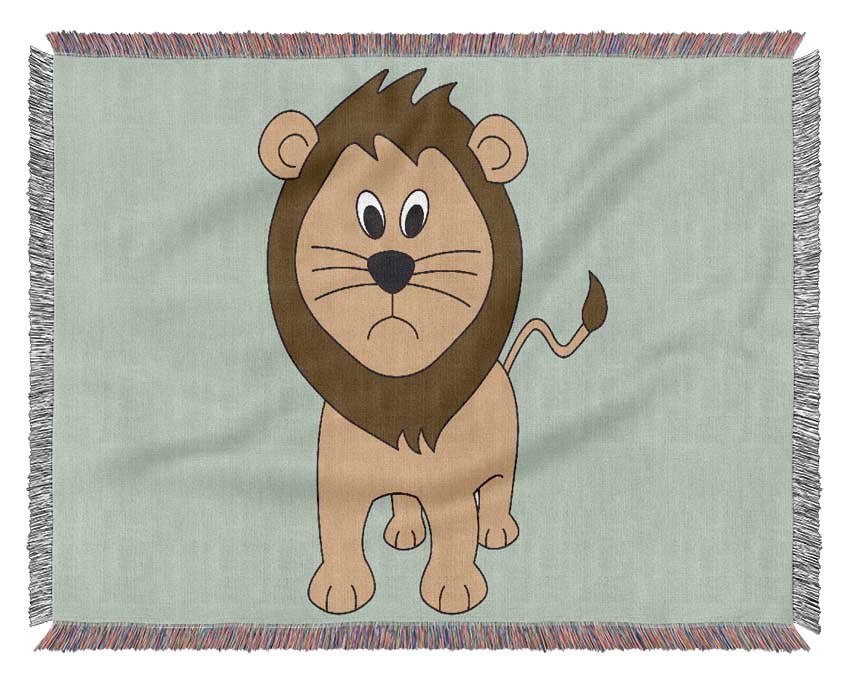 Sad Lion Baby Blue Woven Blanket