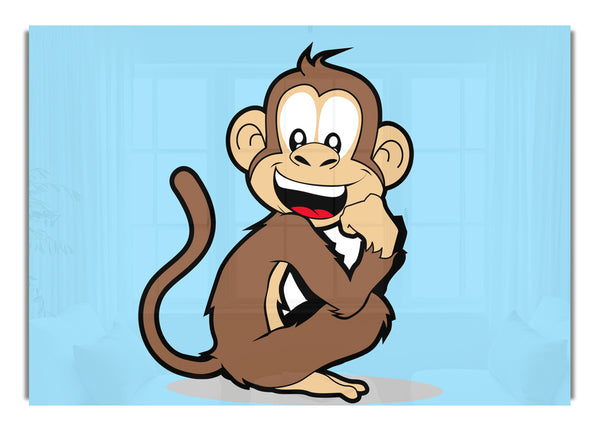 Sitting Monkey Smiling Baby Blue