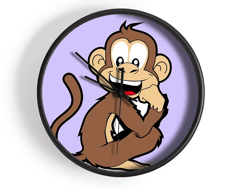 Sitting Monkey Smiling Lilac Clock - Wallart-Direct UK