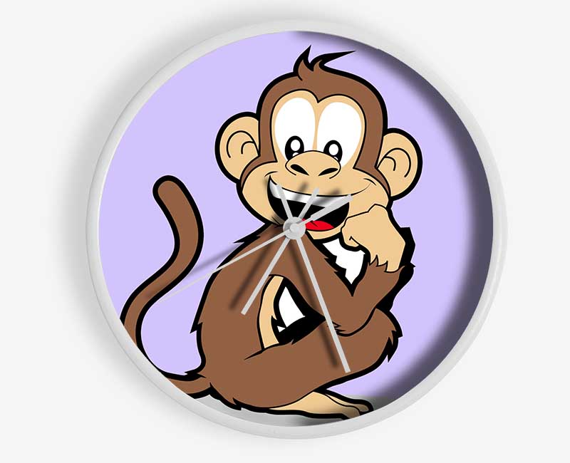 Sitting Monkey Smiling Lilac Clock - Wallart-Direct UK