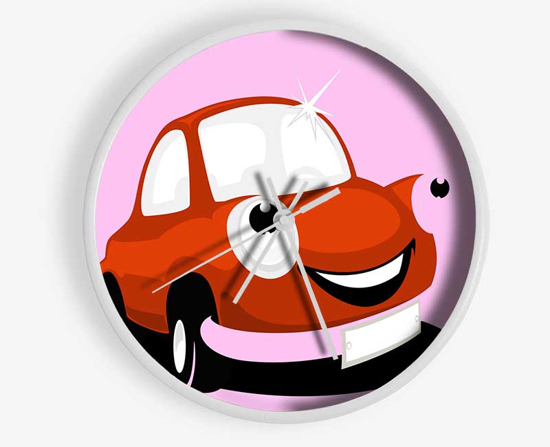 Smiling Clean Car Pink Clock - Wallart-Direct UK