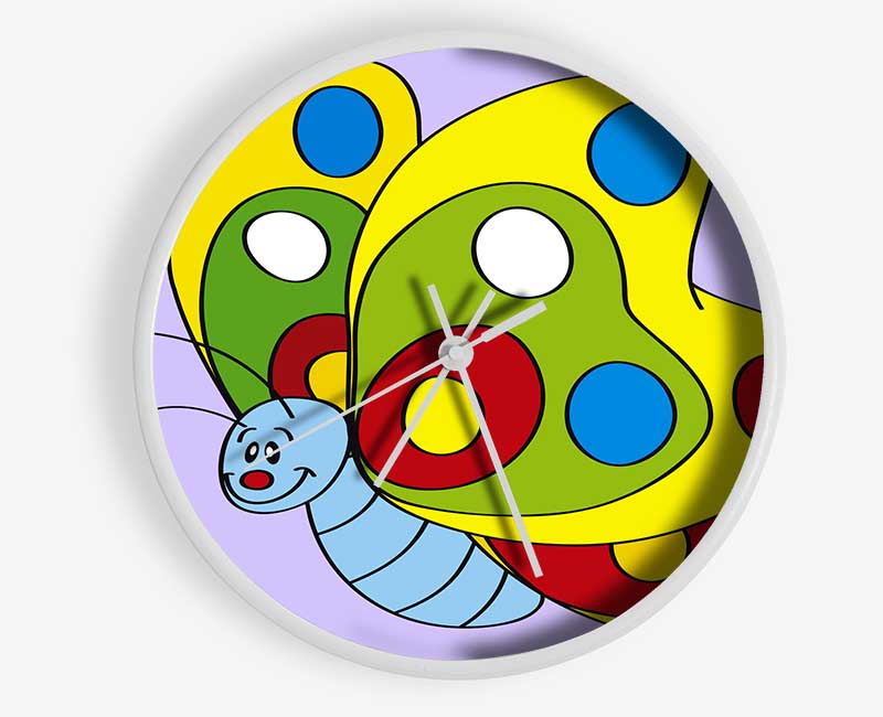 Smiling Flying Caterpilla Lilac Clock - Wallart-Direct UK