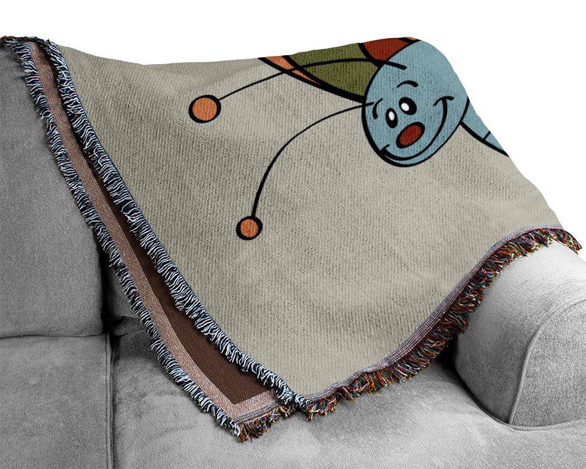 Smiling Flying Caterpilla Lilac Woven Blanket