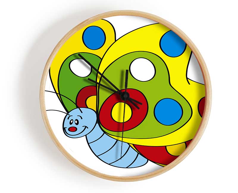 Smiling Flying Caterpilla White Clock - Wallart-Direct UK