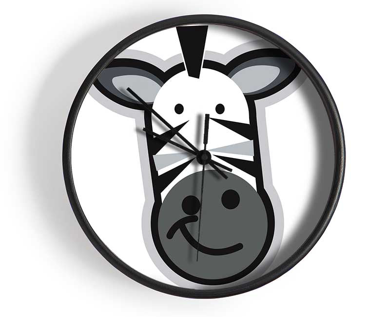 Smiling Zebra Face White Clock - Wallart-Direct UK