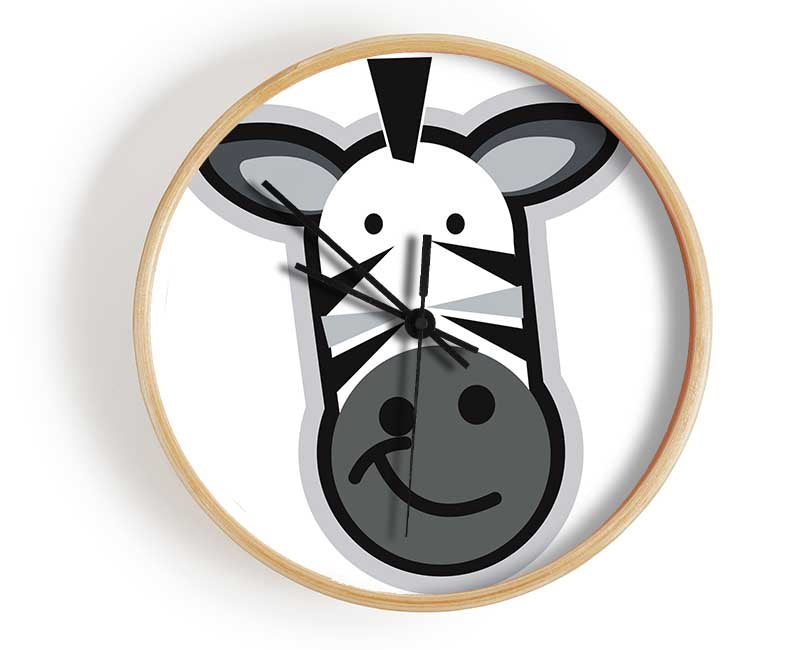 Smiling Zebra Face White Clock - Wallart-Direct UK