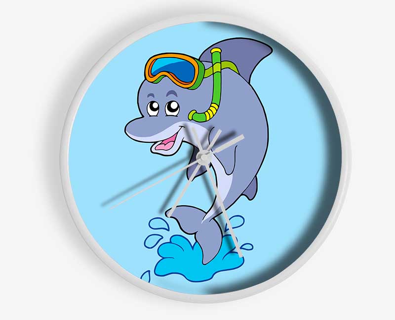 Snorkeling Dolphin Baby Blue Clock - Wallart-Direct UK