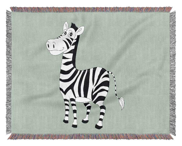 Standing Zebra Baby Blue Woven Blanket