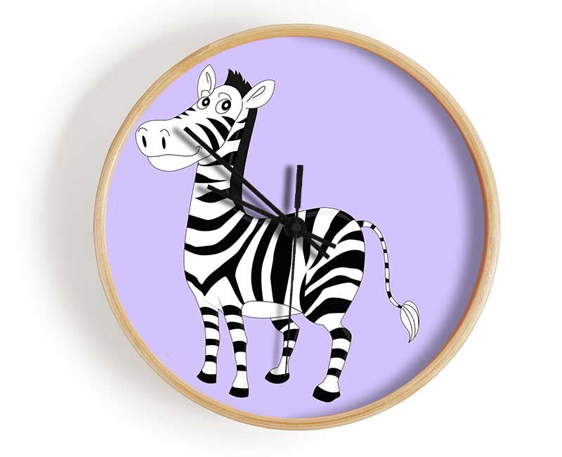 Standing Zebra Lilac Clock - Wallart-Direct UK