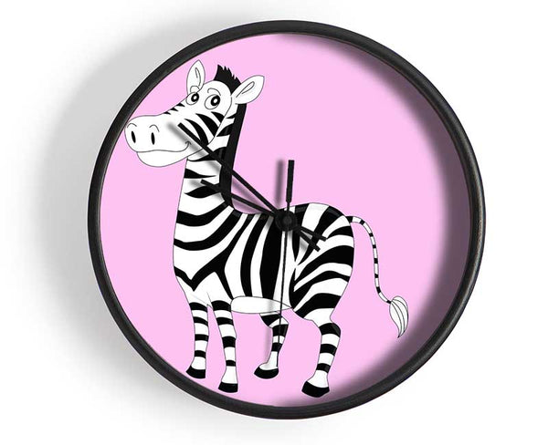 Standing Zebra Pink Clock - Wallart-Direct UK