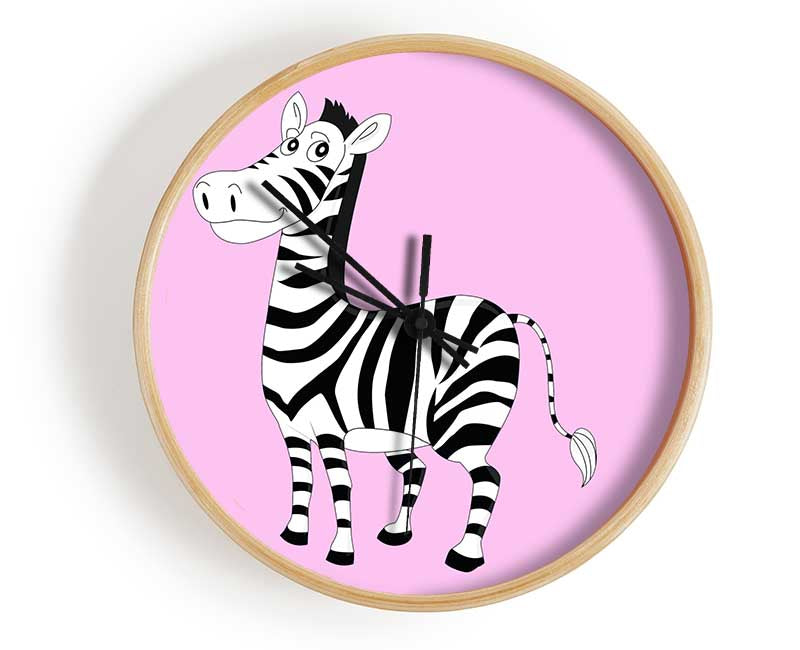 Standing Zebra Pink Clock - Wallart-Direct UK