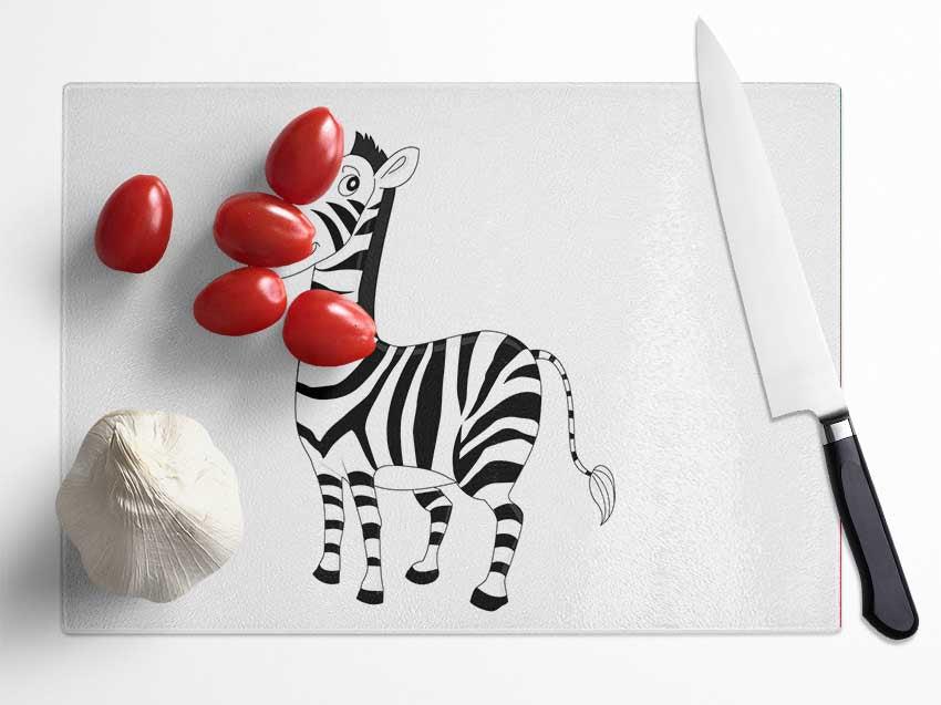 Standing Zebra White Glass Chopping Board