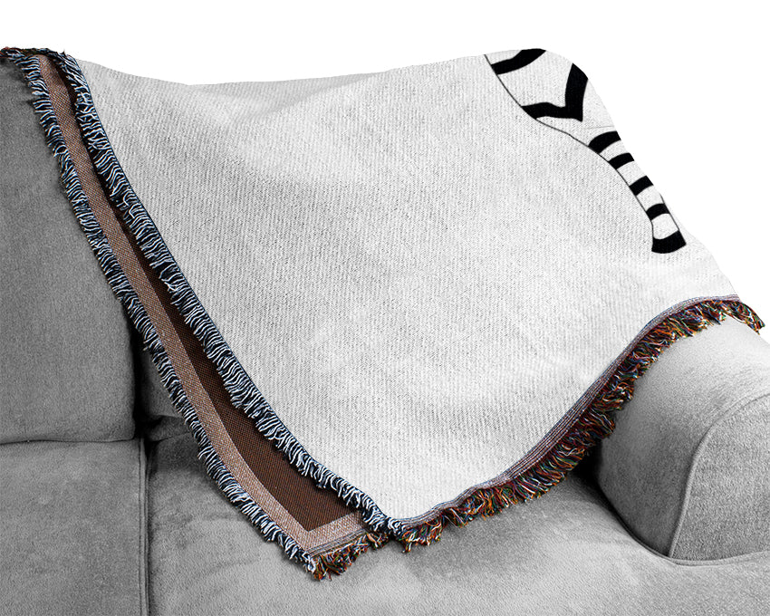 Standing Zebra White Woven Blanket