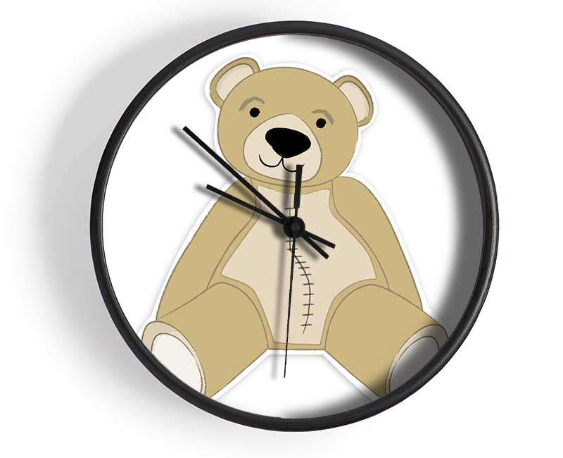 Stitched Up Teddy White Clock - Wallart-Direct UK