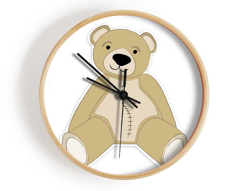 Stitched Up Teddy White Clock - Wallart-Direct UK