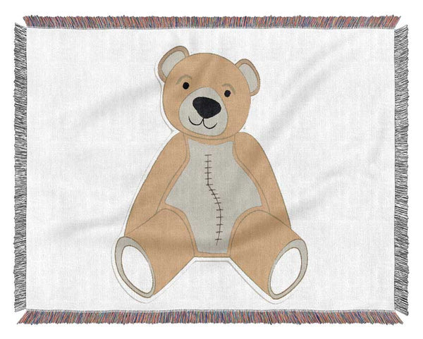 Stitched Up Teddy White Woven Blanket