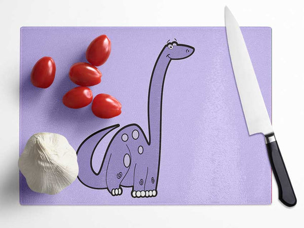 Tall Dinosaur Lilac Glass Chopping Board