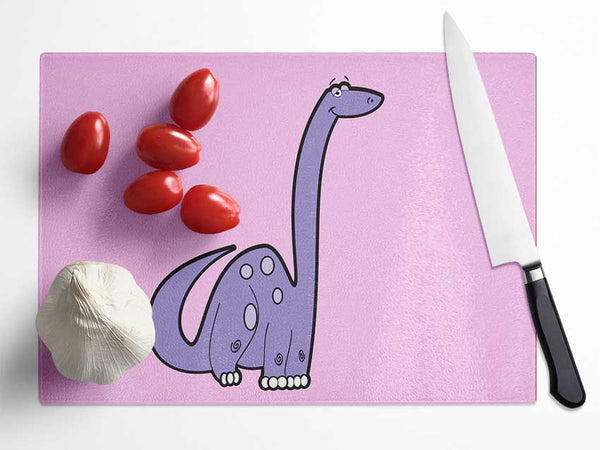 Tall Dinosaur Pink Glass Chopping Board