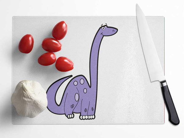 Tall Dinosaur White Glass Chopping Board