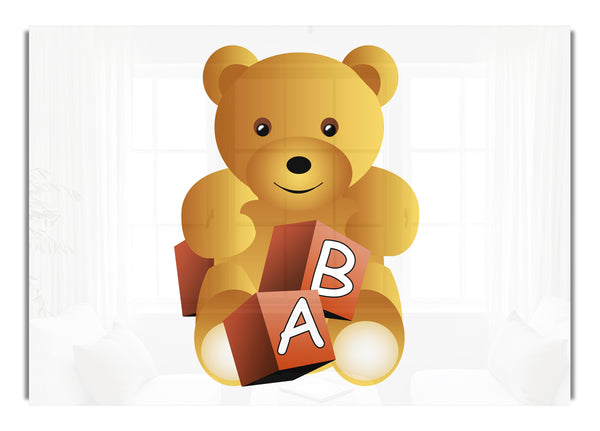 Teddybär Alphabet Blöcke Weiß