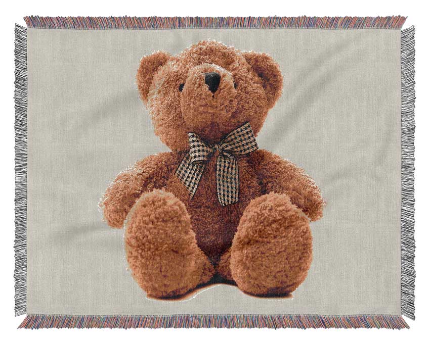 Teddy Bear Bow Lilac Woven Blanket