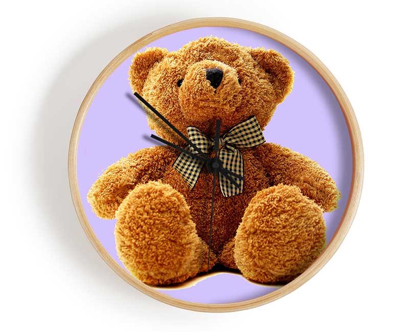 Teddy Bear Bow Lilac Clock - Wallart-Direct UK