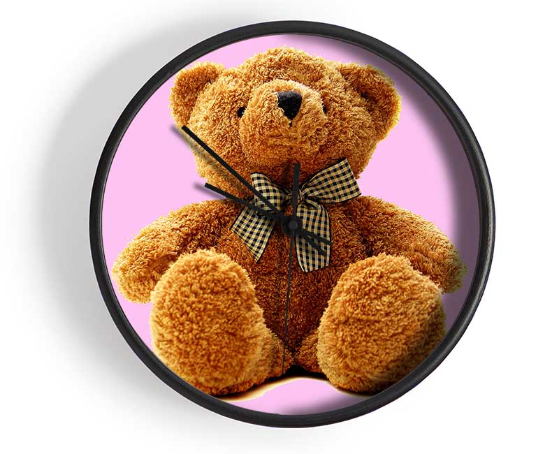 Teddy Bear Bow Pink Clock - Wallart-Direct UK