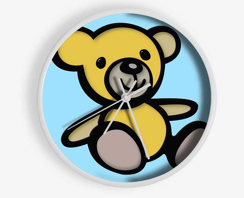 Teddy Bear Cartoon Baby Blue Clock - Wallart-Direct UK