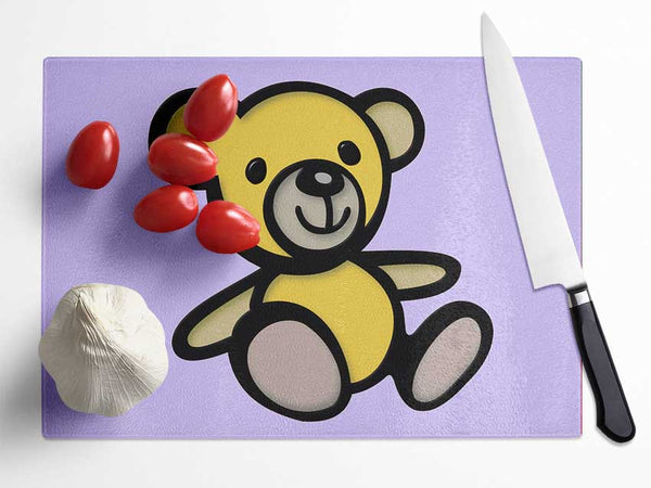 Teddy Bear Cartoon Lilac Glass Chopping Board