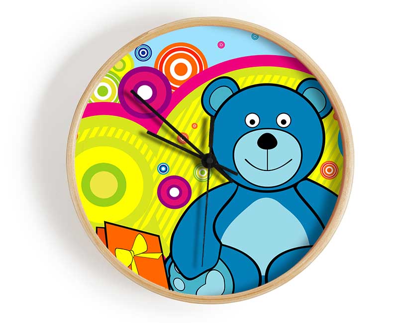 Teddy Bear Circles Baby Blue Clock - Wallart-Direct UK