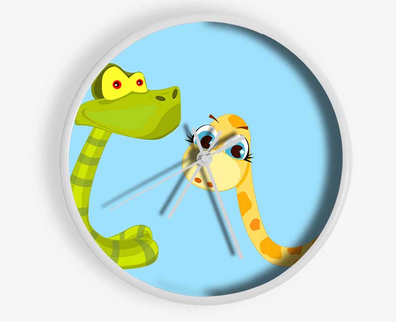 Two Snakes Baby Blue Clock - Wallart-Direct UK