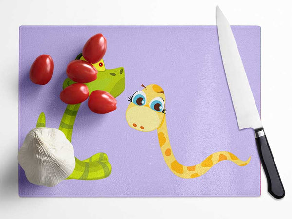 Two Snakes Lilac Glass Chopping Board