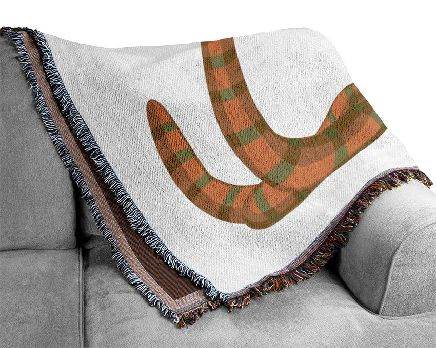 Two Snakes White Woven Blanket