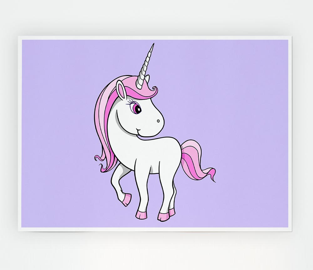 Unicorn Walking Lilac Print Poster Wall Art