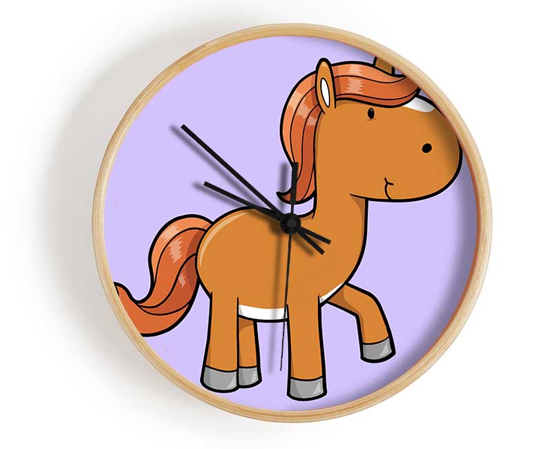 Walking Pony Horse Lilac Clock - Wallart-Direct UK