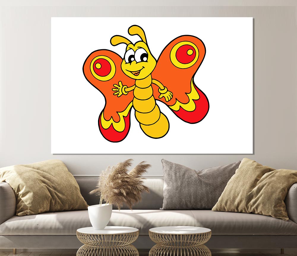 Waving Butterfly White Print Poster Wall Art