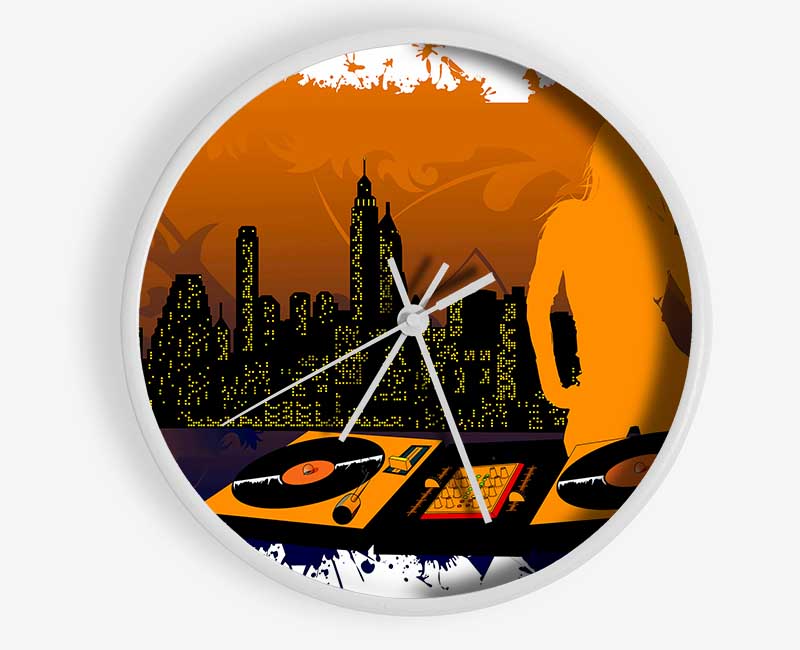 Dj City Babe Orange Clock - Wallart-Direct UK