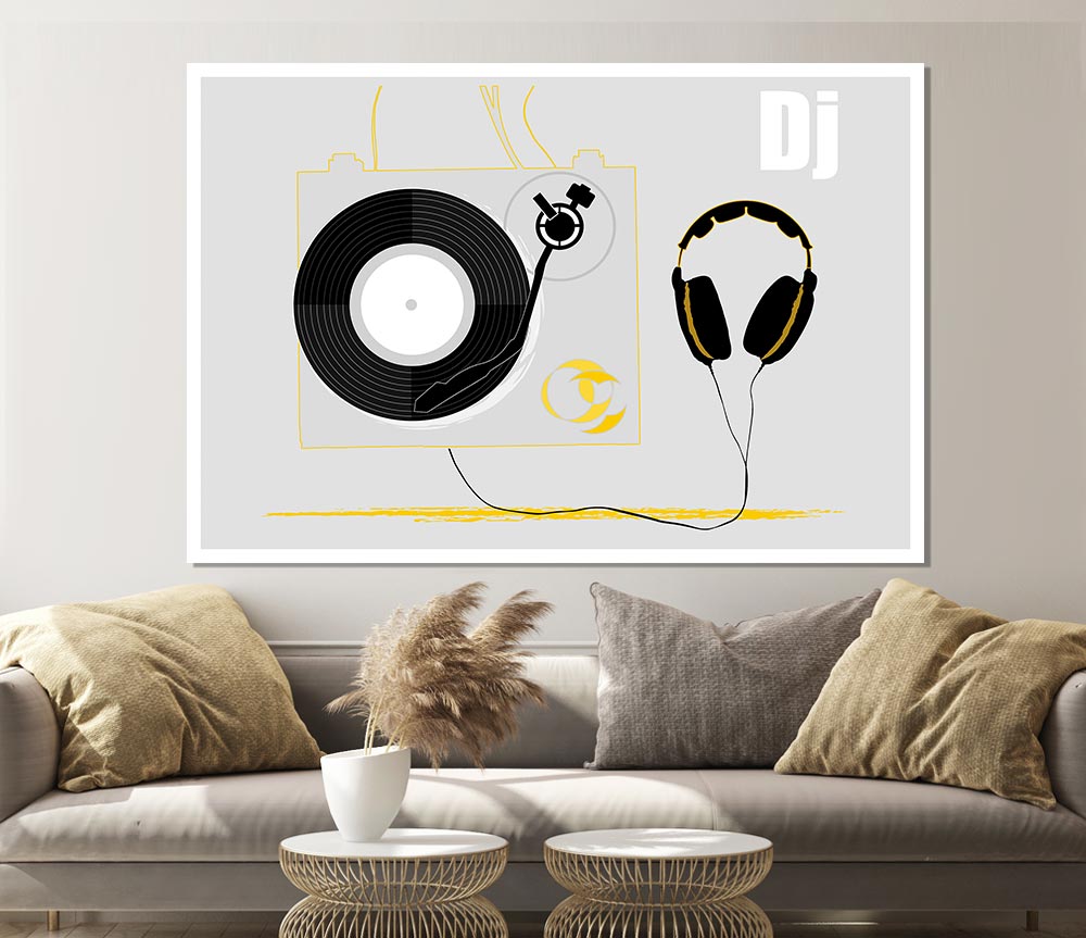 Dj Turn Style And Headphones Print Poster Wall Art