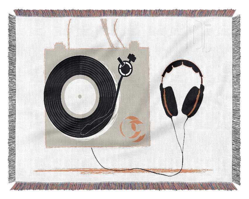 Dj Turn Style And Headphones Woven Blanket