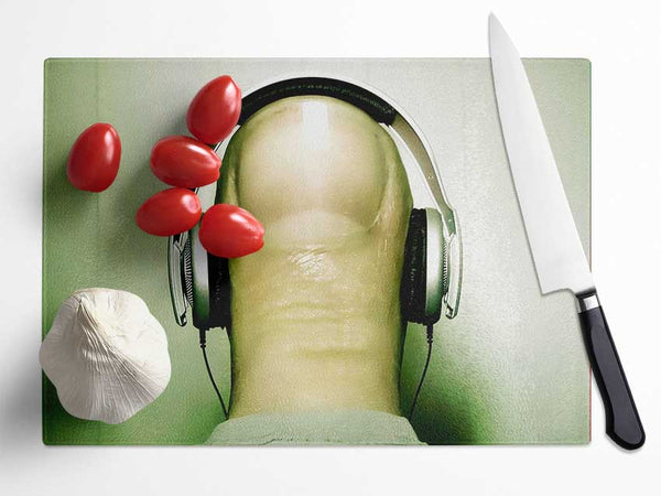 Thumb Headphones Glass Chopping Board