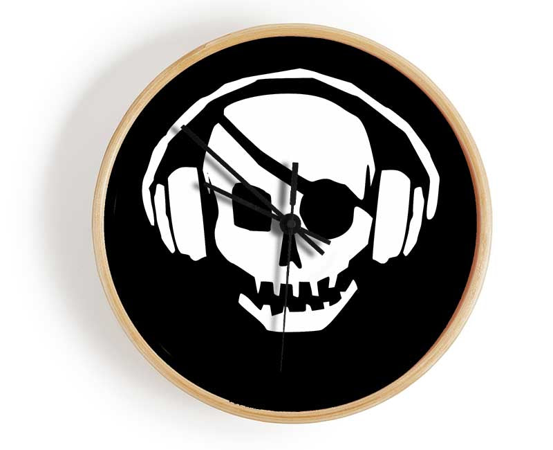 Skeleton Pirate Headphones Clock - Wallart-Direct UK