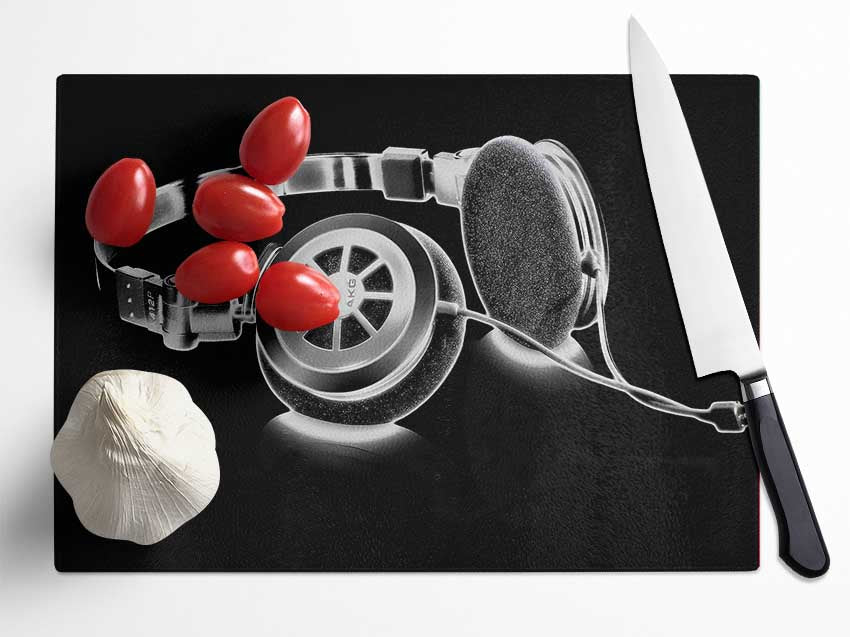 Headphones B n W Glass Chopping Board