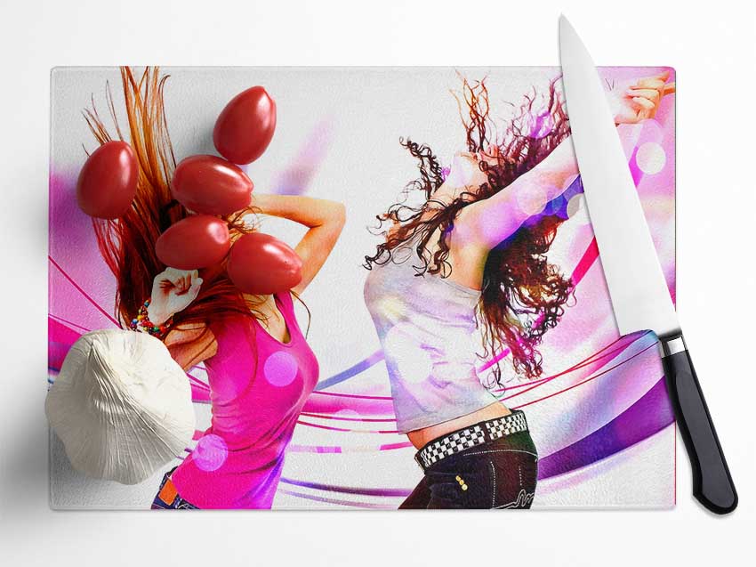 Dancing Girls Glass Chopping Board