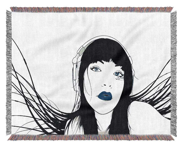 Headphone Girl Woven Blanket