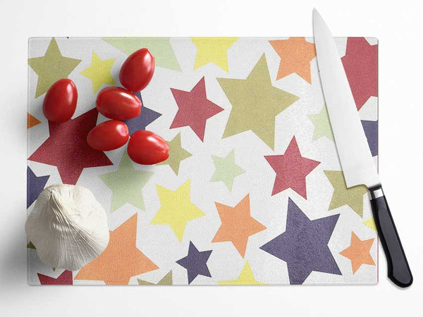 Colourful Stars Glass Chopping Board