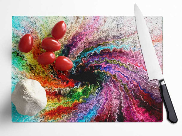 Colourful Twister Glass Chopping Board