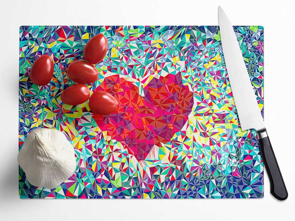 Love Heart Glass Glass Chopping Board